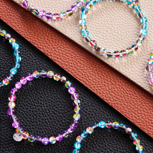 Türkisfarbener Sonnenstrahl | Silber | Galaxie Glasperlenarmband